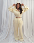 LA VOÛTE Le Sport Loungers in Butter Yellow — 100% Cotton Fleece Wide-Leg Lounge Pants
