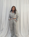 LA VOÛTE Le Sport Loungers in Storm Grey — 100% Cotton Fleece Wide-Leg Lounge Pants