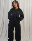 LA VOÛTE Le Sport Loungers in Shadow Black — 100% Cotton Fleece Wide-Leg Lounge Pants
